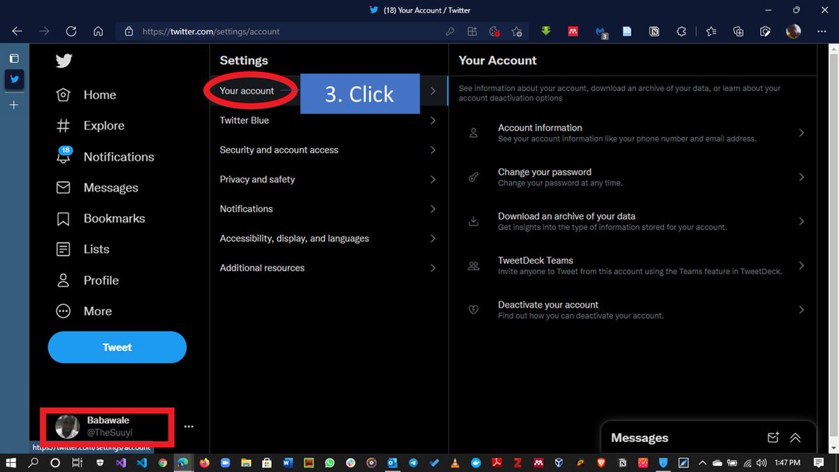 TheBabawale's tweet photo. Step 3: Click "Your Account". https://t.co/firXTTKUm3