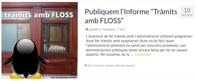 femprocomuns's tweet photo. Hem publicat "Tràmits amb FLOSS", un informe encarregat per @LaFabricSccl1 per detectar
problemes i possibles solucions en fer tràmits amb l'administració pública fent servir programari lliure.
#FLOSS #softwarelliure
https://t.co/ou77wgt56S https://t.co/uu59u9U6Np