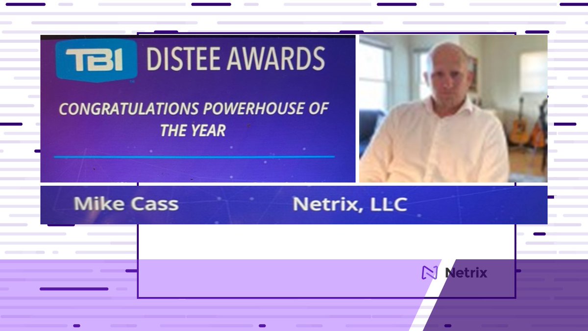 NetrixGlobal's tweet photo. Netrix’s own Mike Cass has been recognized for the TBI Distee PowerHouse Channel Manager of the Year Award, for 2021. We want to thank TBI for the dedicated partnership with Netrix, LLC. #TBIPartners #netrixknows https://t.co/KY2iJjmV9h
