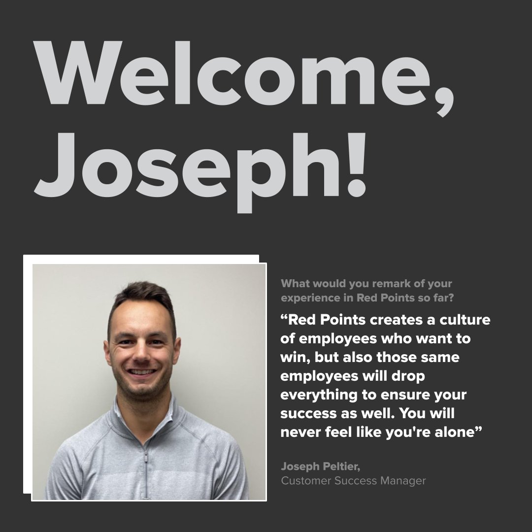 redpoints's tweet photo. Welcome to the team Joseph Peltier, we are excited to have you 🤩 #RedPointer https://t.co/v8CXtsUFBc