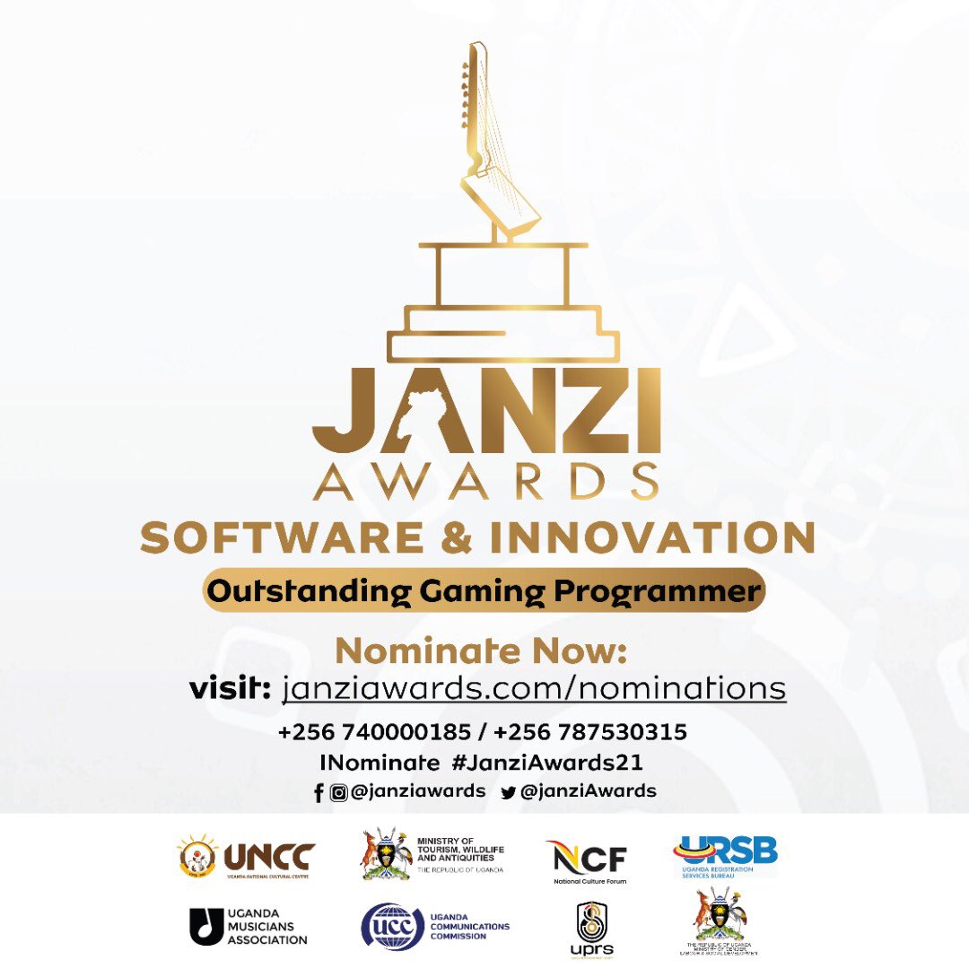 Roy Mukasa (@roykasa) on Twitter photo Who is the best gaming programmer you know in Uganda right now? Tag them and nominate them via janziawards.com/nominations OR on WhatsApp 0740000185. Only two days to go. #JanziAwards21 <a href="/JanziAwards/">Janzi Awards</a> <a href="/OWC_ug/">Operation Wealth Creation</a> Who is the best gaming programmer you know in Uganda right now? Tag them and nominate them via janziawards.com/nominations OR on WhatsApp 0740000185. Only two days to go. #JanziAwards21 <a href="/JanziAwards/">Janzi Awards</a> <a href="/OWC_ug/">Operation Wealth Creation</a>