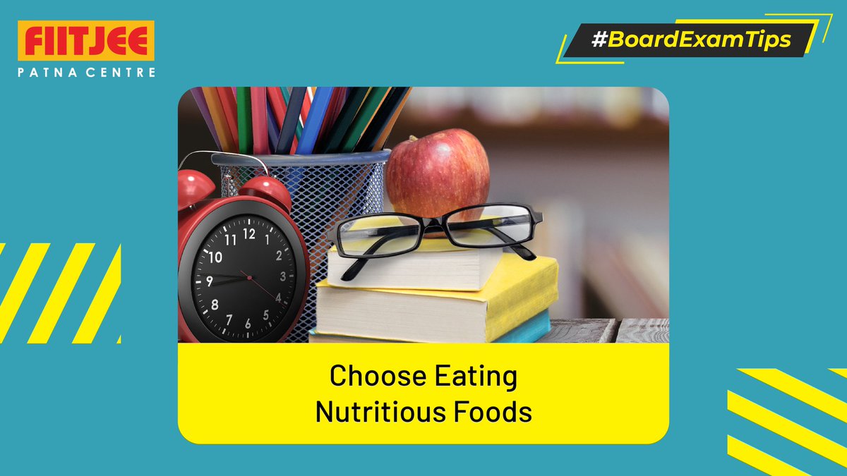 #BoardExamTips: Eat nutritious diet, eat at short intervals, drink plenty of water & avoid Junk Food. It directly impacts the well being of mind & body!

#BoardExam #PrepareWell #YouCanDoIt