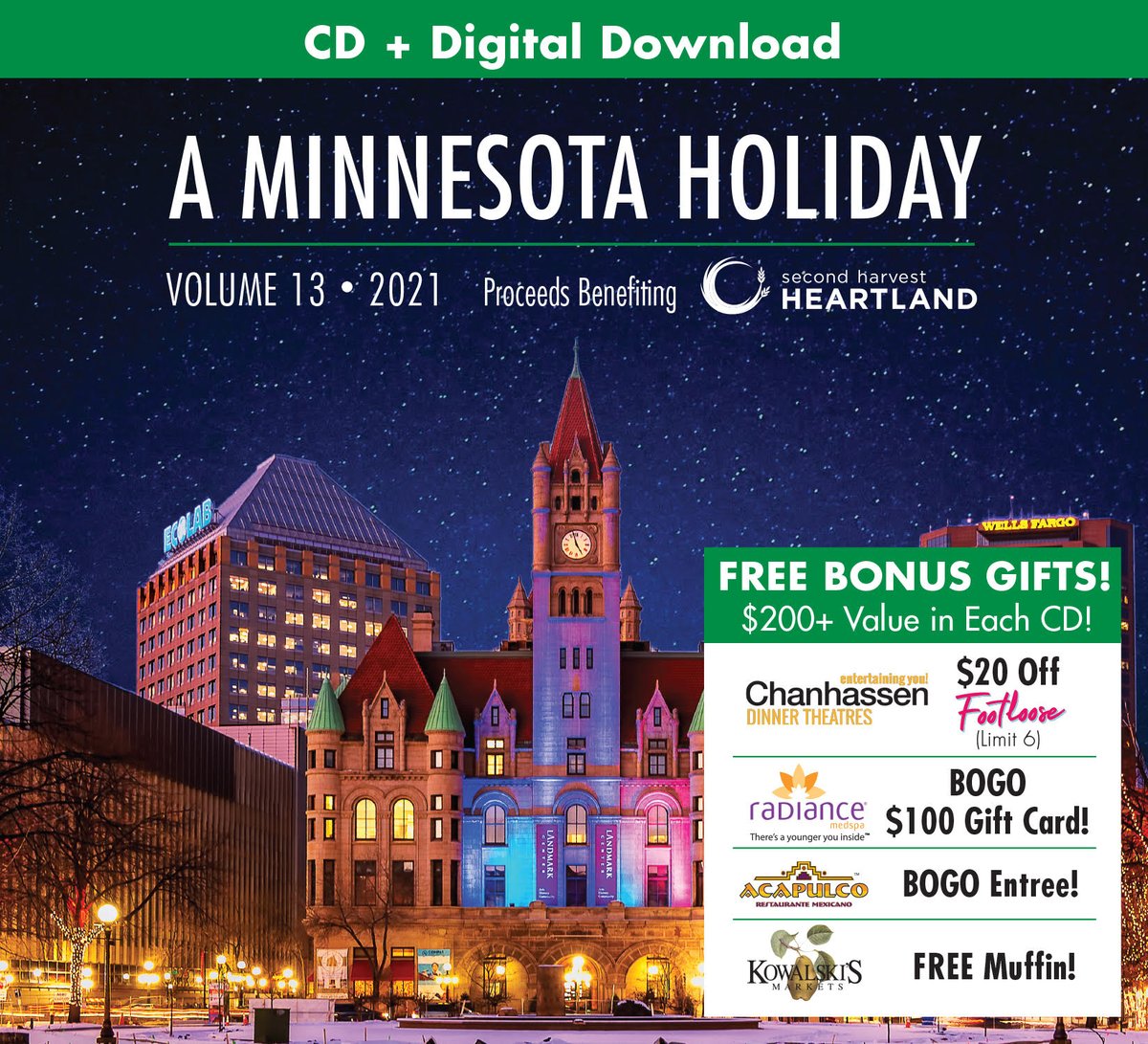 Phil_Thompson's tweet photo. #AMinnesotaHolidayVol13 On-Sale Today in @kowalskismarket and @iTunes with tracks by @briansetzer59, @DanWilsonMusic, @OfficialSisQo and more! Excited to be making the media rounds this morning on @FOX9 and @WCCO and will be on @twincities_live this afternoon! https://t.co/mn6TSPedua