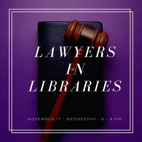 danburylibrary's tweet photo. Need legal advice concerning your case, but don't know where to start? Join us for Lawyers in Libraries this Wednesday, November 17, beginning at 6pm to meet privately with a volunteer attorney for 20 minutes to discuss your case. Click here to register: https://t.co/YbrodombS5 https://t.co/j1QV5hHZ4K