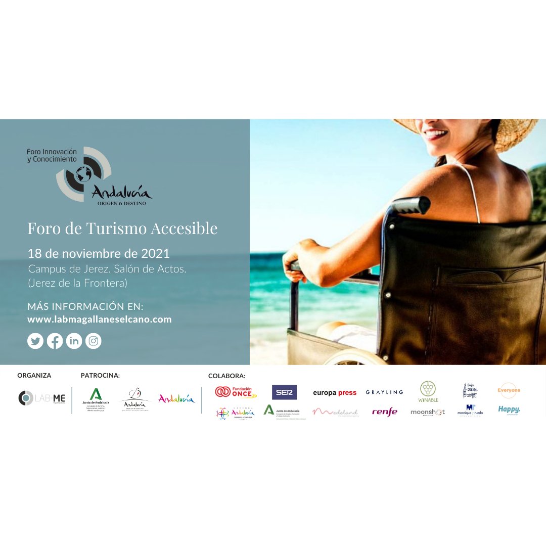 👥 En el Foro #Innovación y Conocimiento, Andalucía Origen y Destino, sobre #TurismoAccesible impulsado por <a href="/TurismoAND/">Consejería de Turismo y Andalucía Exterior</a> se hablará en mesa redonda sobre los ‘Retos y soluciones para el #desarrollo de destinos #turísticos accesibles e inclusivos de #calidad’.