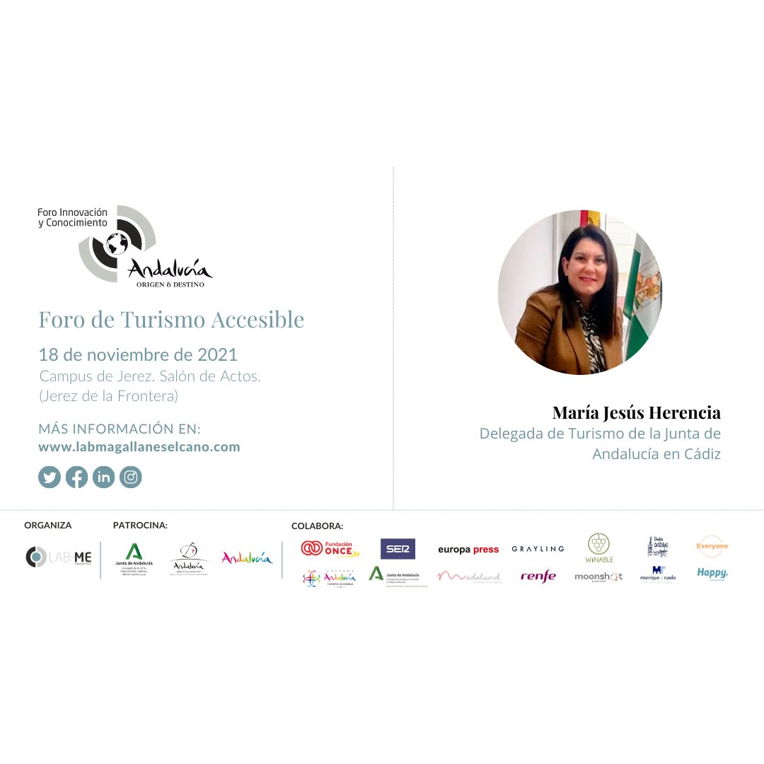 _LABME's tweet photo. 🔵 Un espacio moderado por @maruhermon_cs, delegada de #Turismo de la @AndaluciaJunta en #Cádiz y que contará con las aportaciones de @NinaAngar, directora General de Calidad, Innovación y Fomento del Turismo, @AndaluciaJunta; (...) https://t.co/QyipwddSxT