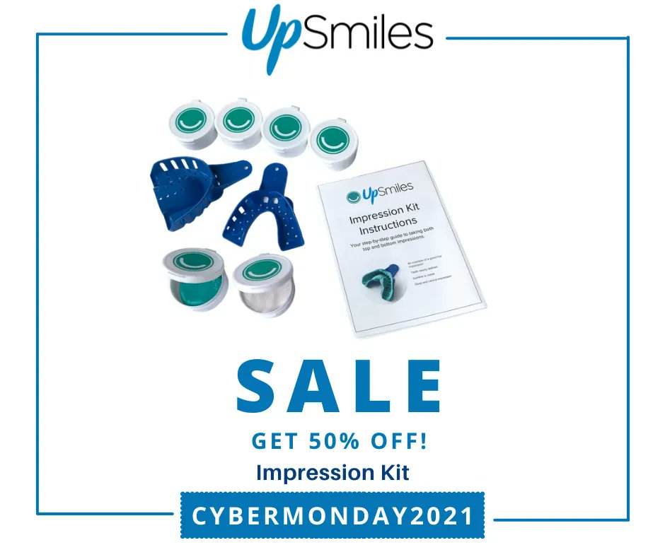 UpSmiles_Now's tweet image. This Cyber Monday get 50% off on Dental Impression Kit
Order Now: buff.ly/3qk4Ls5
#DentalImpressionKit #DentalImpression #ImpressionKit #TeethAlignment #Beauty #Smile #SmileMakeOver #CyberMonday #CyberMondayDeals #CyberMondayCoupons #UpSmiles