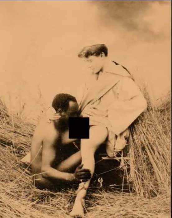 You want to know why there’s a culture amongst black men worldwide not to condone homosexuality in any way at all ? It’s the same reason you still find Africans triggered into fear by dogs. Vicarious trauma. This is what slavery and colonialism looked like for our forefathers.