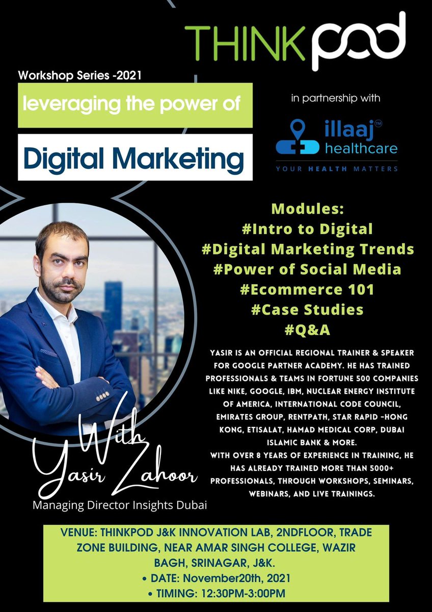 thinkpodcowork's tweet photo. The workshop is free of cost &amp; open for registered candidates only,with limited seats. 
Modules:
Intro to Digital
Digital Marketing Trends
Power of Social Media
Ecommerce 101
Case Studies
Q&amp;A
 
Register here - https://t.co/V7jP4oZ1TE https://t.co/IPjemUwi3G