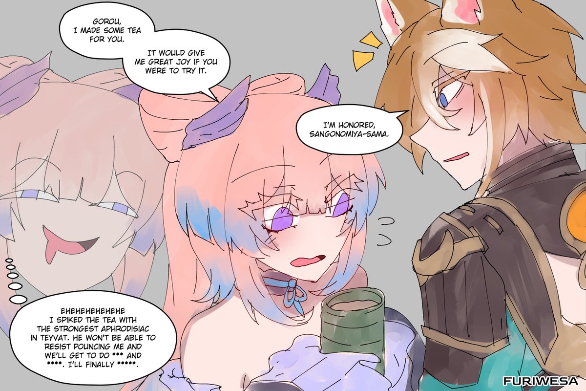 furiwesa's tweet photo. Kokomi Horny Adventure part 4 [ ft itto and sara]

#kokomi #gorou #ittosara https://t.co/HRBwMYQWuE