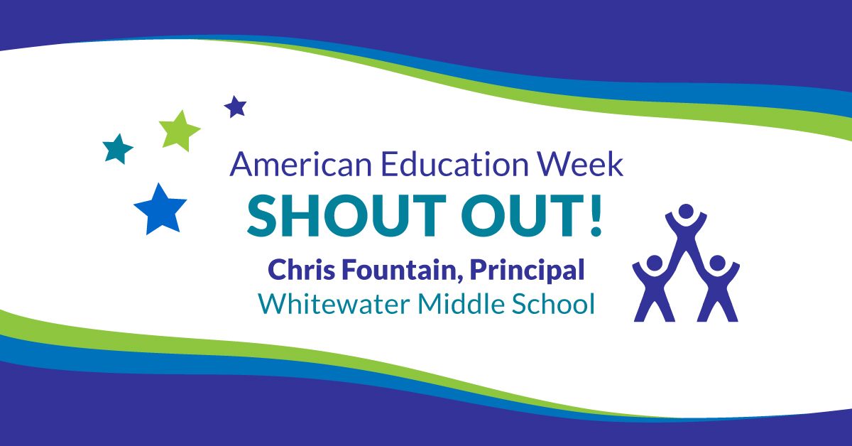WisconsinDPI's tweet photo. "Chris Fountain has a positive, supportive attitude that builds morale and makes staff feel appreciated!" - Diana Callope, #WITOY15

Shout out to someone special in your school community with #WIAEWShoutOut! 🎉
@HKEdFoundation @cesa2wi #AEW2021 #wiedu https://t.co/SGRKkrpFp7