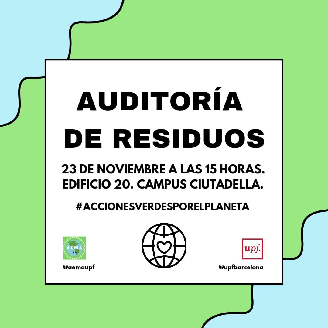 aemaupf's tweet photo. ♻️ Auditoría de residuos ♻️

ℹ️ El próximo 23/11 AEMA UPF participará en la #EutopiaWeek . La actividad busca detectar los fallos de reciclaje dentro de la universidad y concienciar a la comunidad UPF sobre el consumo responsable al nivel institucional e individual 💚 https://t.co/9tbsOiiqC9