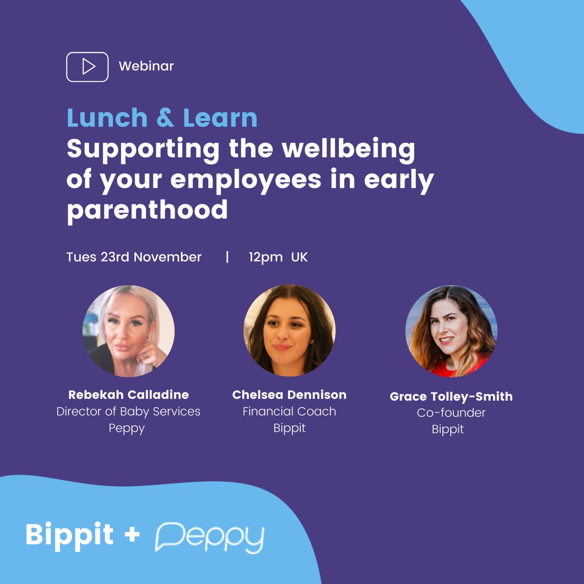 peppy_health's tweet photo. Think offering paid parental leave is enough to support new parents? Think again 💭

Join Peppy and Bippit on 23rd November at 12pm for tips about supporting physical, mental and financial wellbeing of new parents and the positive impact this will have on your business. https://t.co/Q7KygaJZOX