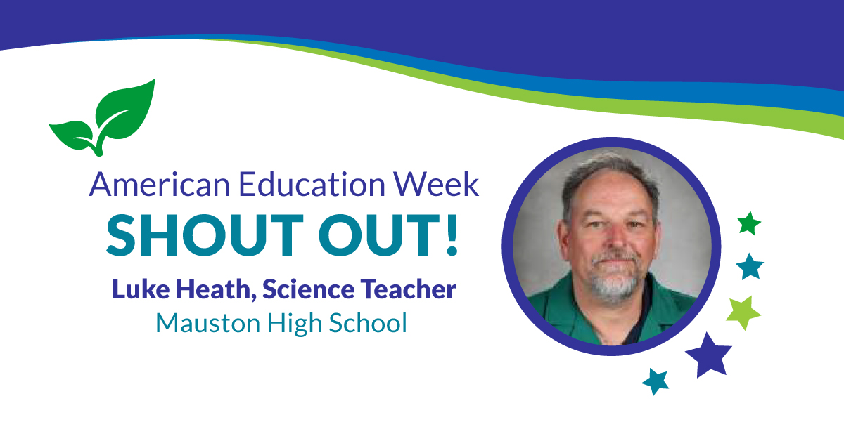 WisconsinDPI's tweet photo. Wrapping up #AEW2021 with more #WIAEWShoutOut!
"Shout out to Luke Heath. . . for his skill in engaging all levels of students in real-world, place-based learning. Everybody loves science when they are in Mr. Heath's class!" - Leah Luke, #WITOY10 @SDMauston @cesa_5 @HKEdFoundation https://t.co/rdO22JgX47
