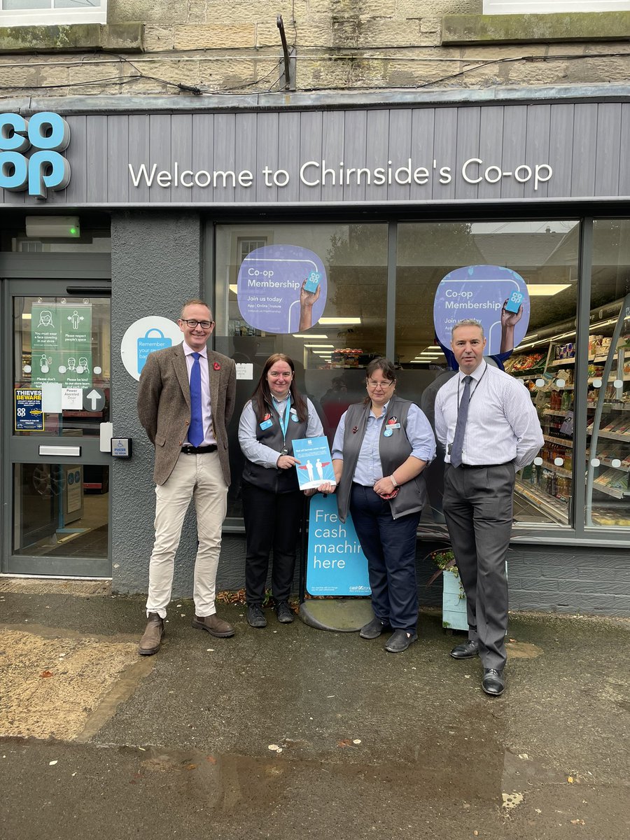 McinallyEdward's tweet photo. Big thanks to @John2Win  MP and his team for visiting our Chirnside store on Friday to talk around Retail crime. Around 100 of our retail colleagues are subjected to violence every day, #itsnotpartofthejob @ianhindle007 @VickiMains 
@Emmacoo76140315 @73todd https://t.co/4fl8keX7GA