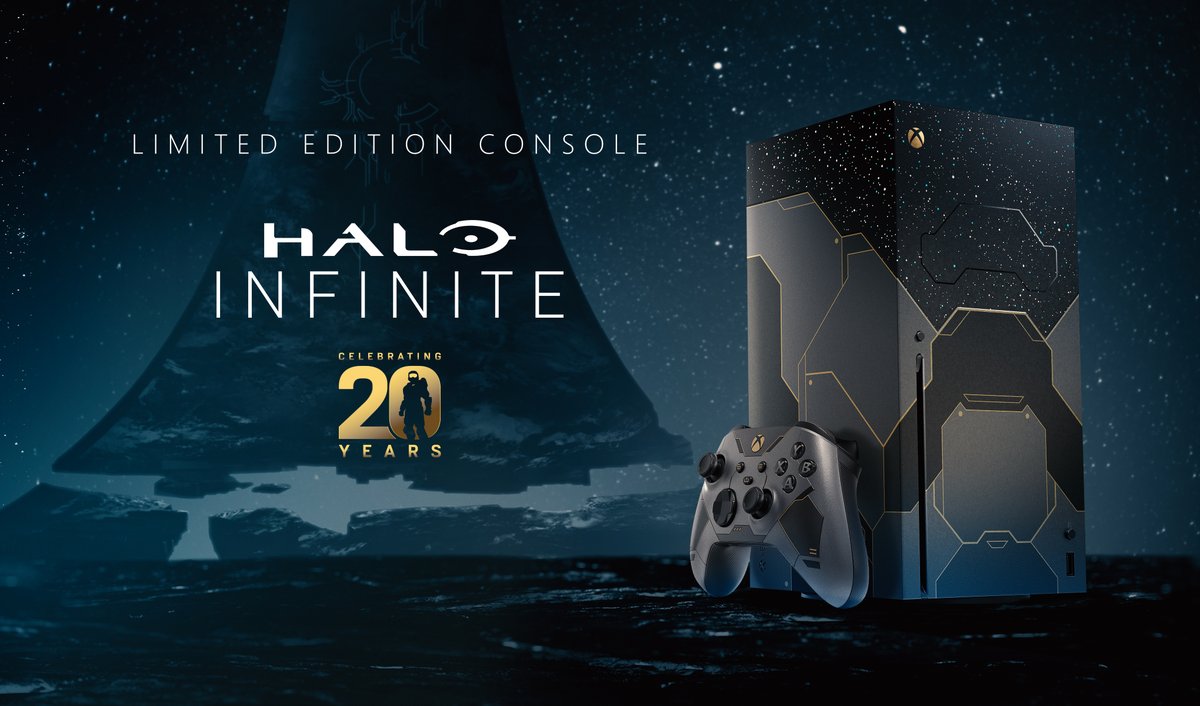 XBOX's tweet photo. It's time to become the hero.

The Xbox Series X Halo Infinite Limited Edition Bundle launches today: https://t.co/WyGNx8mIBC https://t.co/On9Bms8TQP