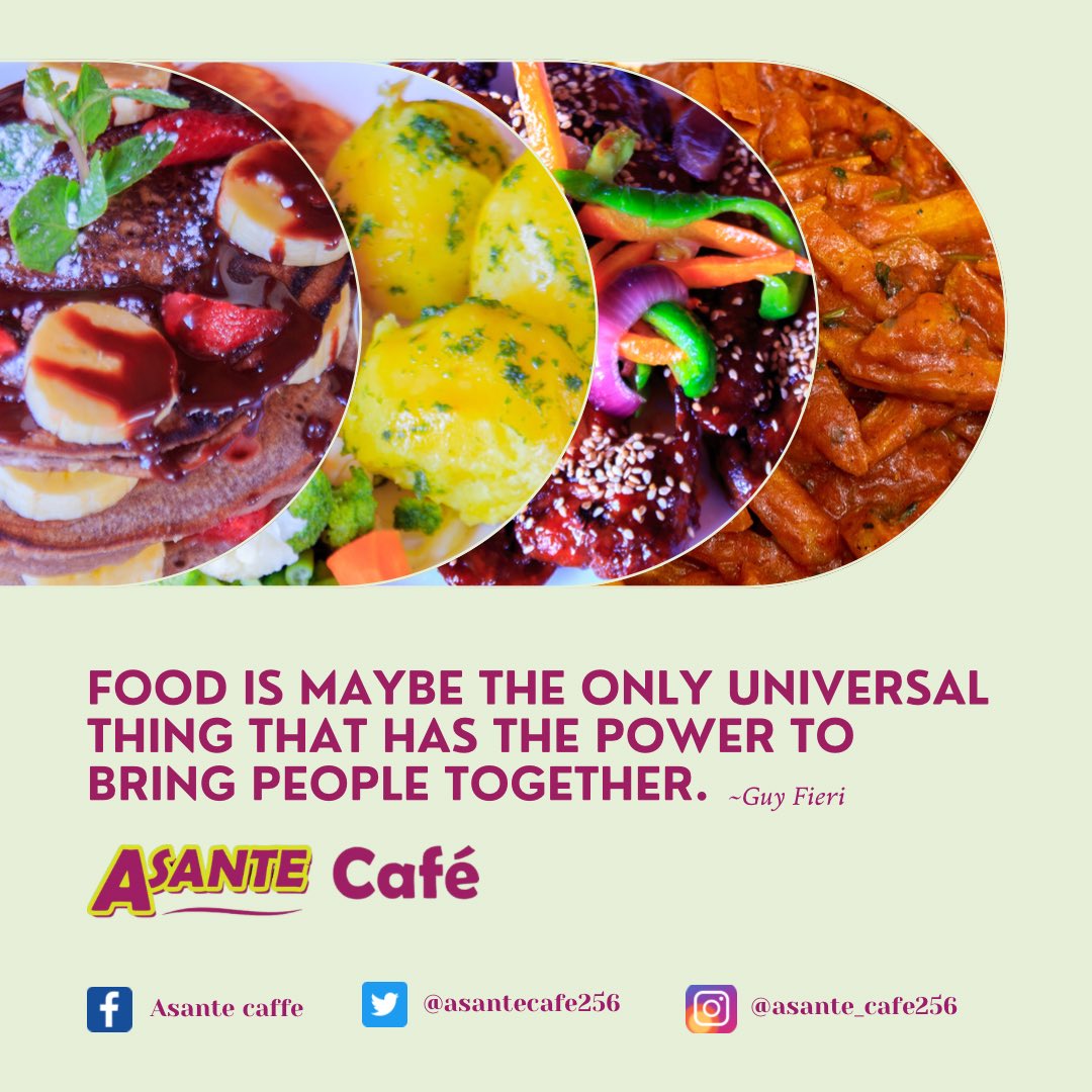asantecafe256's tweet photo. Guy Fieri said…Food is maybe the only universal thing that really has the power to bring everyone together. No matter what culture, everywhere around the world,
people eat together.

So bring your loved ones or a friend and visit us today at Kawanda at safari petrol station. https://t.co/uHhaF581yX