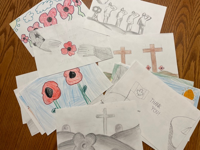 Sending postcards of thanks to residents of The War Veteran’s Hospital which is the largest veterans care facility in Canada.   Over 300 veterans are residents that live independently/with assistance and who receive treatment in  palliative care. Lest we Forget.
We remember.