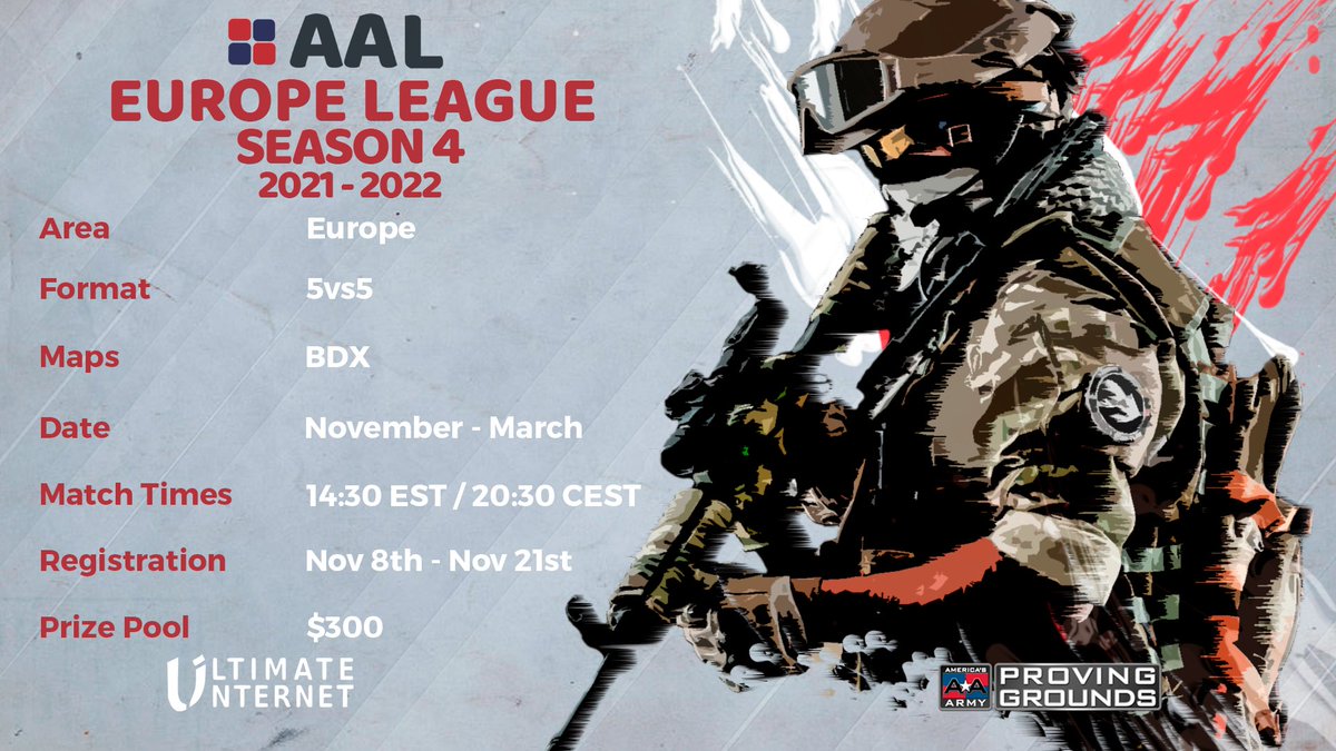 AALeaguegaming's tweet photo. 🇪🇺 AAL Europe League 🇪🇺                                                 We have 7 teams registered at this moment, come to register, you have 6 days more. Enter to https://t.co/5cydHjzJXc                                                    #AAL #SpringCup #eSports #aapg https://t.co/YDcwBcucw6