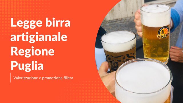 AssoCervisia's tweet photo. Novità dalla Regione Puglia: è stata approvata la legge sulla birra artigianale e agricola. Arriva il registro dei birrifici, dei Mastri/e Birrai/e e la valorizzazione della filiera in ottica sostenibile. Leggi https://t.co/7QHRkt6gY3 
#assocervisia #filierabrassicola https://t.co/vAFnDpLJuA
