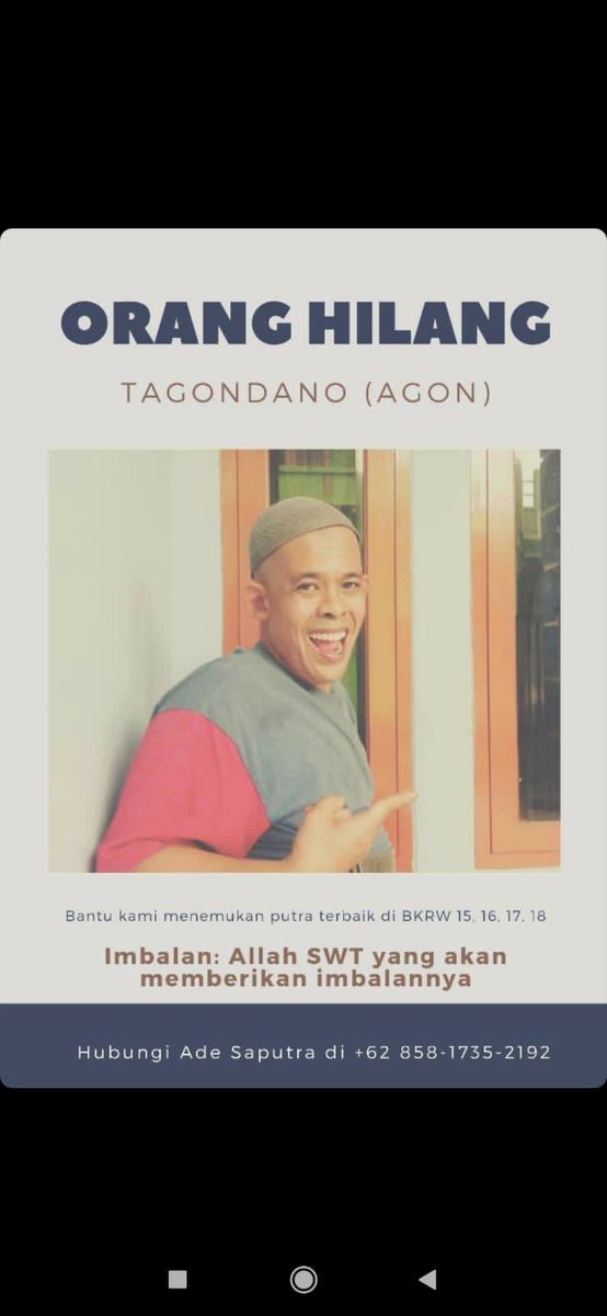 Bantu RT gaes, info orang hilang 🙏🏻🙏🏻
<a href="/txtdrbekasi/">TxtdariBekasy 🇵🇸</a> @txtdrckg <a href="/txtmustikajaya/">Txt dari Mustikajaya</a> <a href="/txtdrcibitung/">TxtDariCibitung</a> <a href="/txtdrPTI/">Warga PTI</a> @TxtdariSetu <a href="/TxtdariTambun/">TxtdariTambun</a> <a href="/txtdrbjmenteng/">txt dari Bojong Menteng</a> <a href="/txtdaribintara/">txt dari bintara</a> <a href="/txtdrbkstimur/">txtdrbkstimur</a> <a href="/txtdrbabelan/">Txt dari Babelan</a>