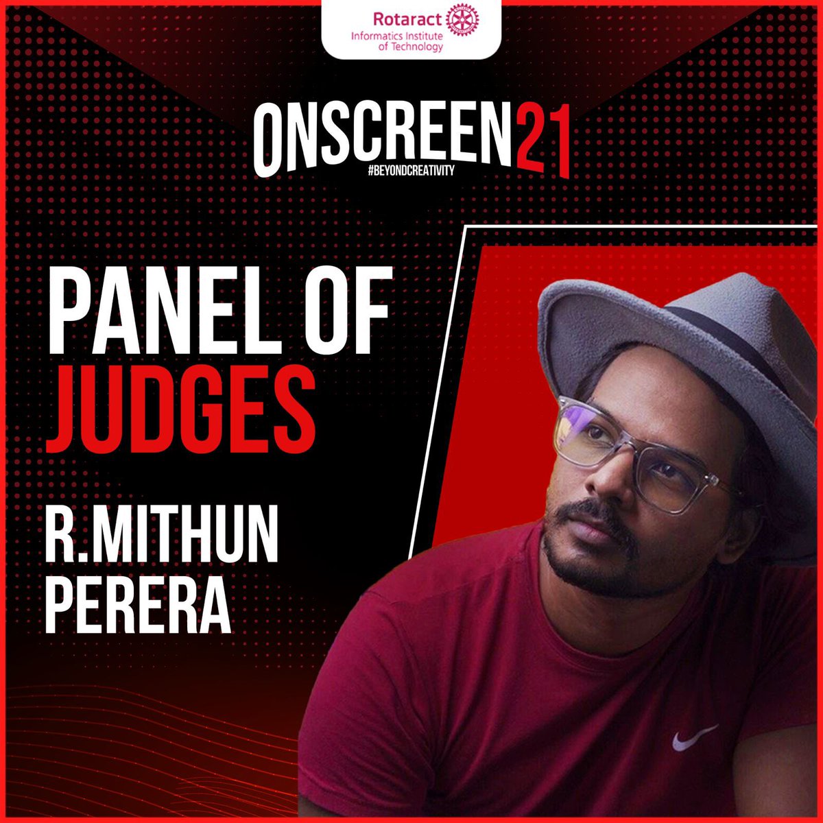 IITRotaract's tweet photo. Introducing our first judge, Mithun Perera, a well known filmmaker and 3D animator in the industry.
#Rotaract #Rotaract3220 #ServetoChangeLives #OurVoice #OurBrand #ImageofRotaract #RACIIT #onscreen #BeyondCreativity https://t.co/3U1ers279K