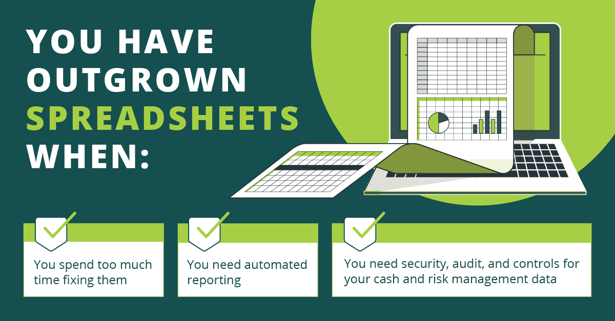 NitorPartners's tweet image. Excel is great! But when is it time to move into a Treasury Management System (TMS)?  Find out here, Outgrowing Spreadsheets hubs.li/H0_c72p0

@NitorPartners #kyriba #tms #procesautomation #finance