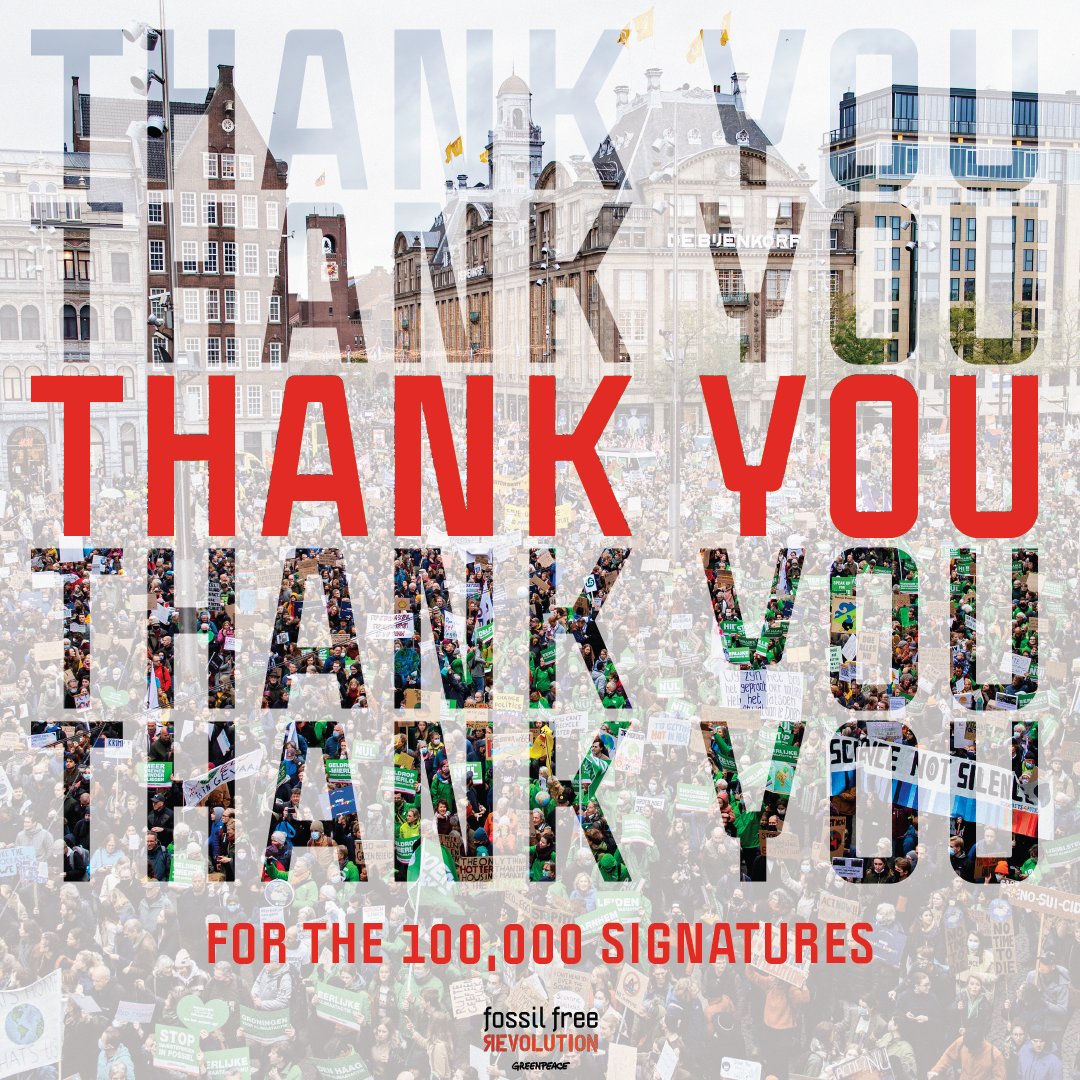 Greenpeace's tweet photo. THANK YOU! 

100,000 of you have now signed the Citizens' Initiative to #BanFossilAds!
 
#COP26 has ended but there are fossil fuel fingerprints all over the agreement. 

It's time to end the age of fossil fuels for good. Join us! https://t.co/GzBifr4828

#FossilFreeRevolution https://t.co/SjvnEF6nIz