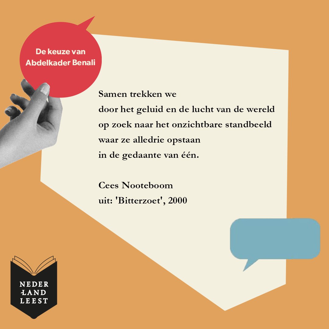 NederlandLeest's tweet photo. Vandaag lees je het door @abdelkabenali uitgekozen gedicht van @Cees_Nooteboom bij het Nederland Leest 2021 thema #Overdegrens. Bekijk meer: https://t.co/g83jAGL5mc? https://t.co/DKe0PMvbHK