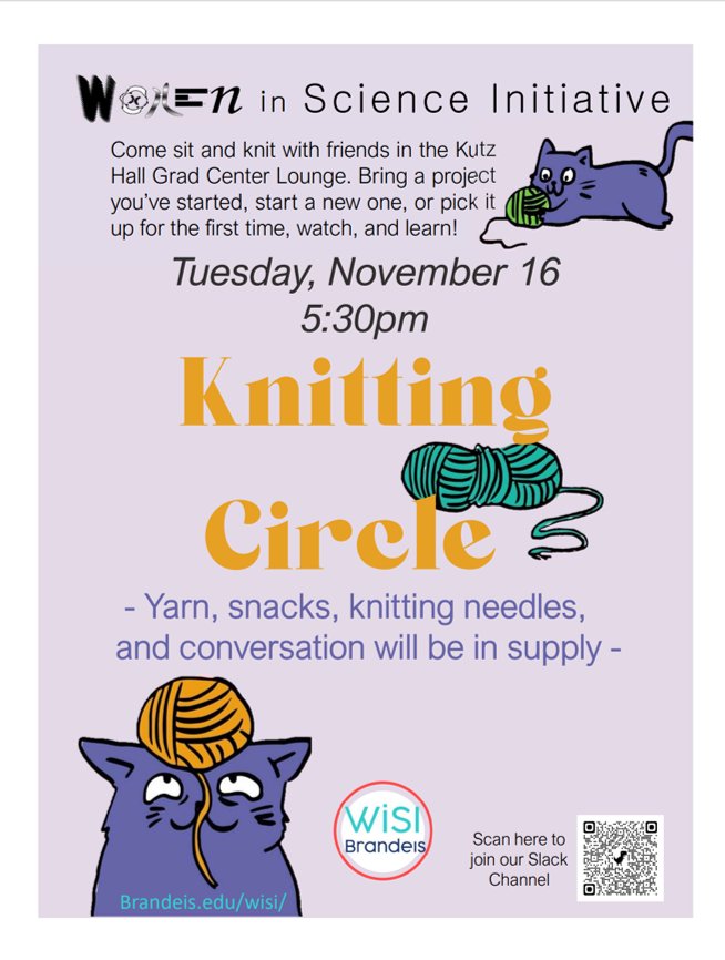 Join us tomorrow in Kutz for a knitting circle!