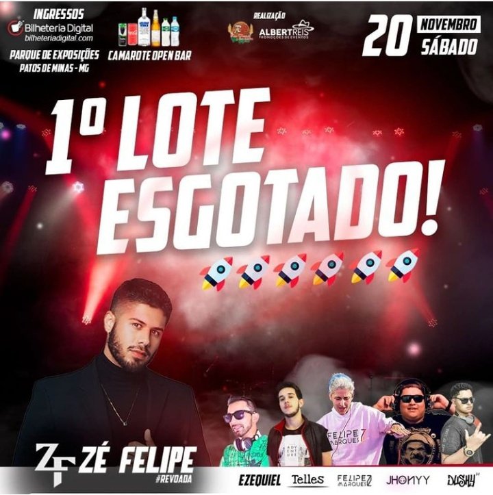 motivosZF's tweet photo. Alô galera de Patos - Minas Gerais
Neste sábado dia 20/11 tem show do Zé Felipe aí,
Já garanta o seu ingresso 😎🤩 https://t.co/mWVoW4dG3g