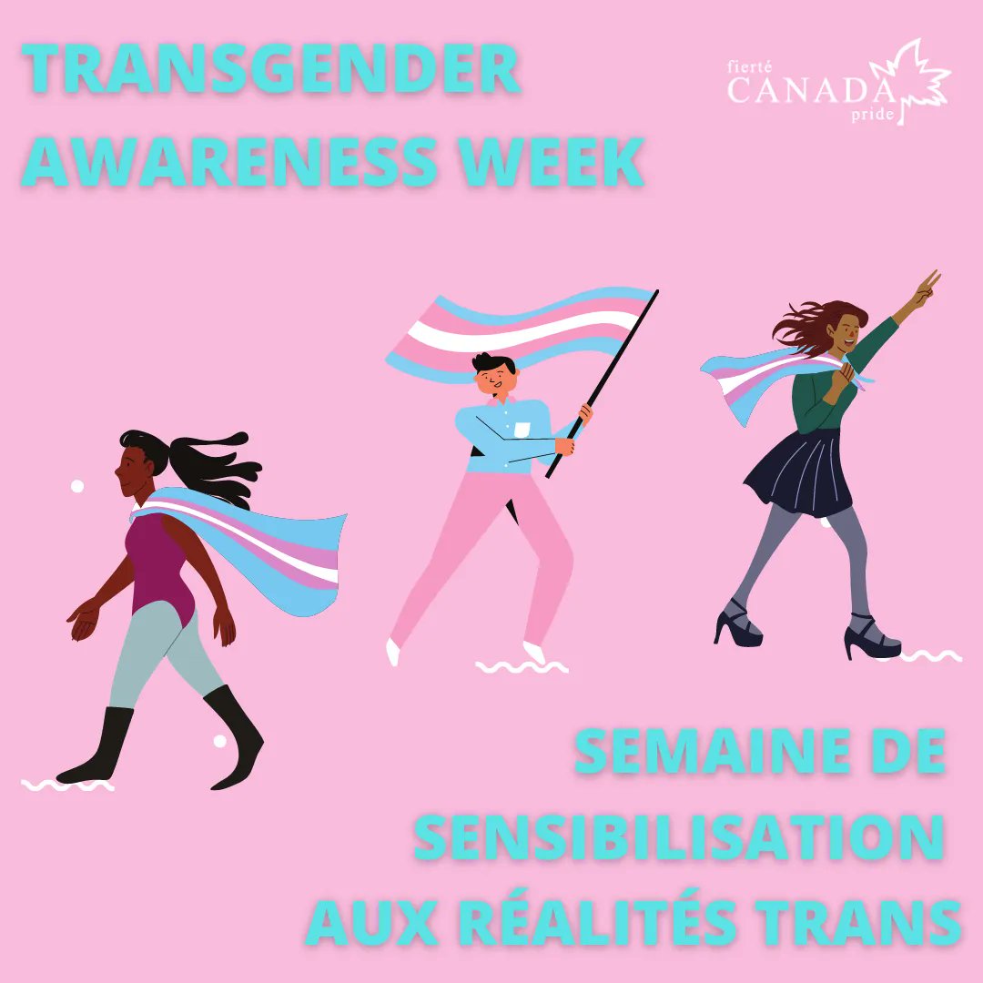 November 13-18th is Transgender Awareness week and we want to celebrate, support and amplify transgender voices everywhere! 

Du 13 au 18 Novembre c'est la Semaine de la Sensibilisation aux réalités Trans et nous célébrons, soutenons et amplifions les voix transgenres partout !