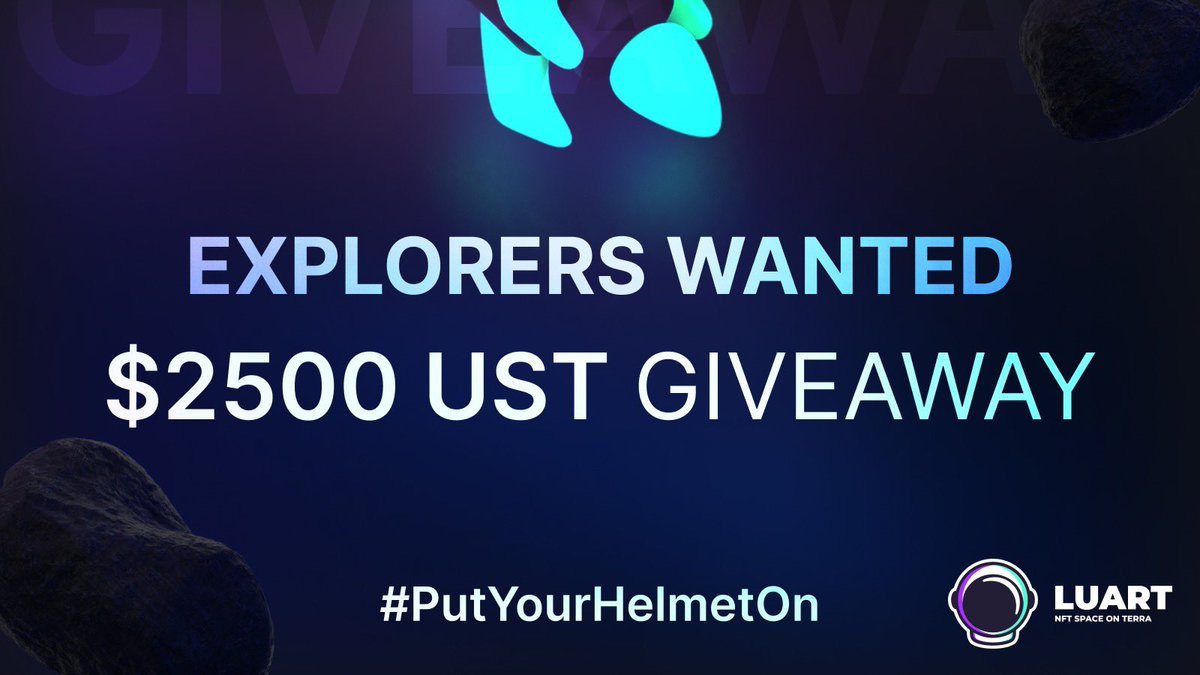luart_io's tweet photo. 💫GIVEAWAY💫

Message From Mission Control🚨:

Luart’s looking for Explorers to join us on our Journey Through the Metaverse🚀

Those who decide to become Explorers have a chance to win part of:

2500 $UST 🌕

We will select 5 Explorers to win 500 $UST each 🤝

Details below👇 https://t.co/jB84WbYPTU