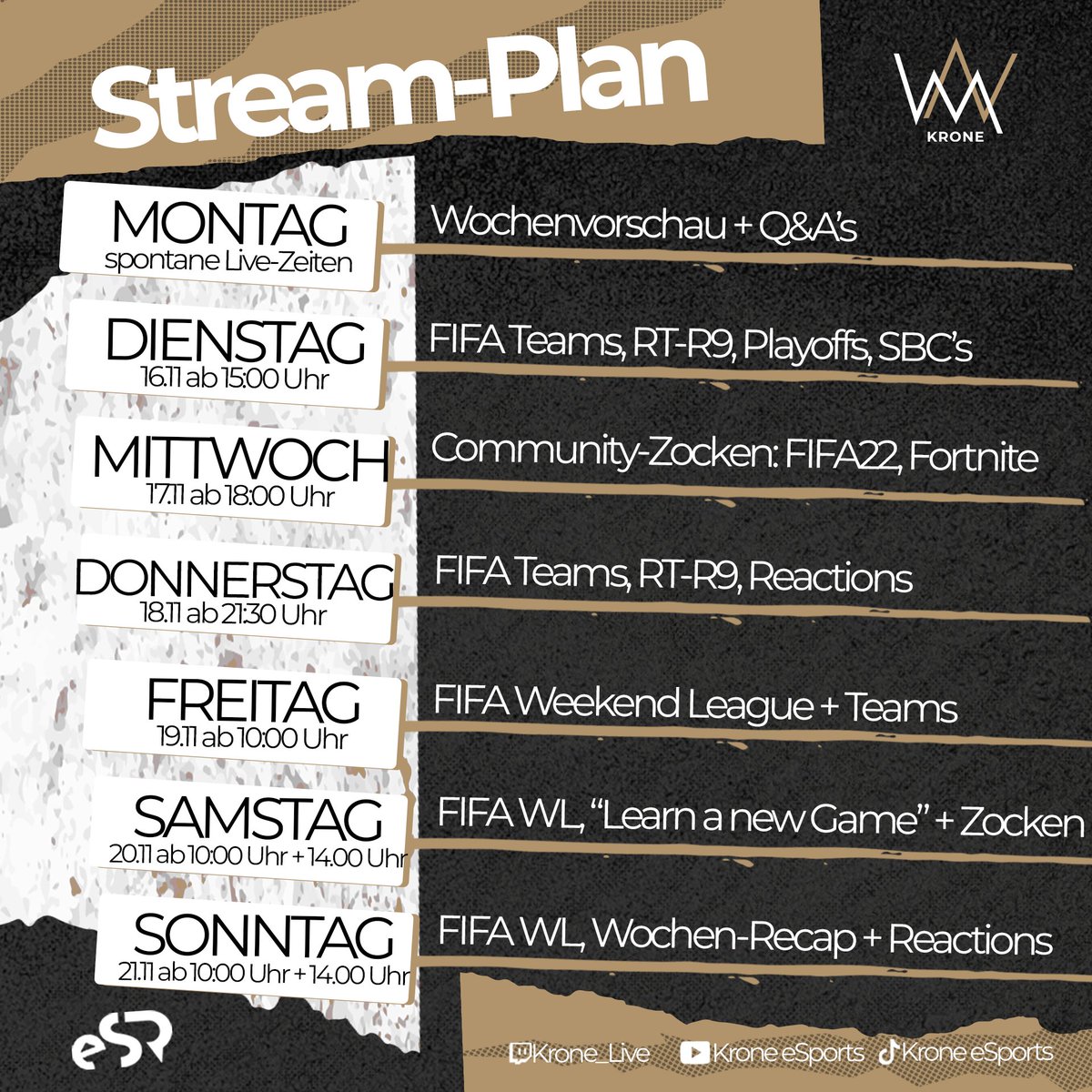 ✌ Mein Stream-Plan für diese Woche. 
Danke für den tollen Support in den ersten 2 Monaten. 📈

Sehr wichtig für mich 🖤❤

#tiktoklive 🎮

#esports #streaming #efootball <a href="/eSports_Rep/">eSportsReputation</a> #eSR <a href="/earlygamede/">EarlyGame 🇩🇪</a> <a href="/tiktok_de/">TikTok DE</a>