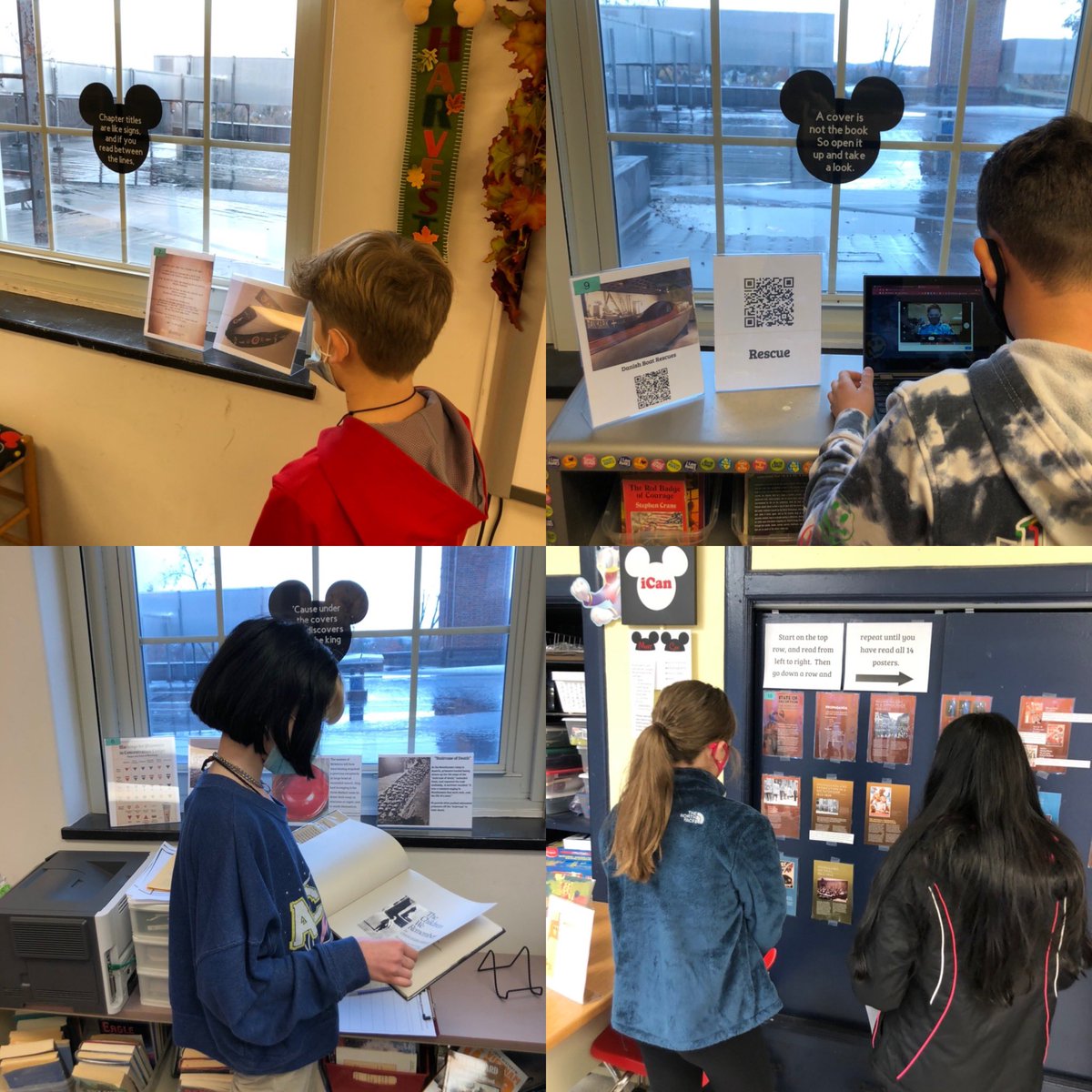 Students visit exhibits of the Holocaust Walk!!