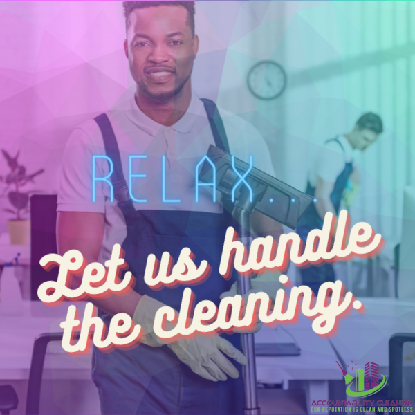 AccountCleaning's tweet photo. Relax... Let us handle the cleaning. ๐๐๐ช๐ชโค๏ธโค๏ธ
#Accountability #cleaning #cleaningtips #cleaningmotivations #cleanisgreen #keepitclean
#cleanliness #cleaningoffices #cleanUp #Stayclean #cleaningservice #professional https://t.co/kXY02GCGlg