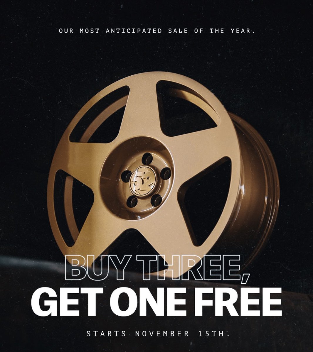Our most anticipated sale of the year is back — BUY 3, GET 1 FREE. Get yourself the set of wheels you’ve been dreaming of 👉 fifteen52.com

#blackfriday / #wheels / #fifteen52 / #sale / #buy3get1free