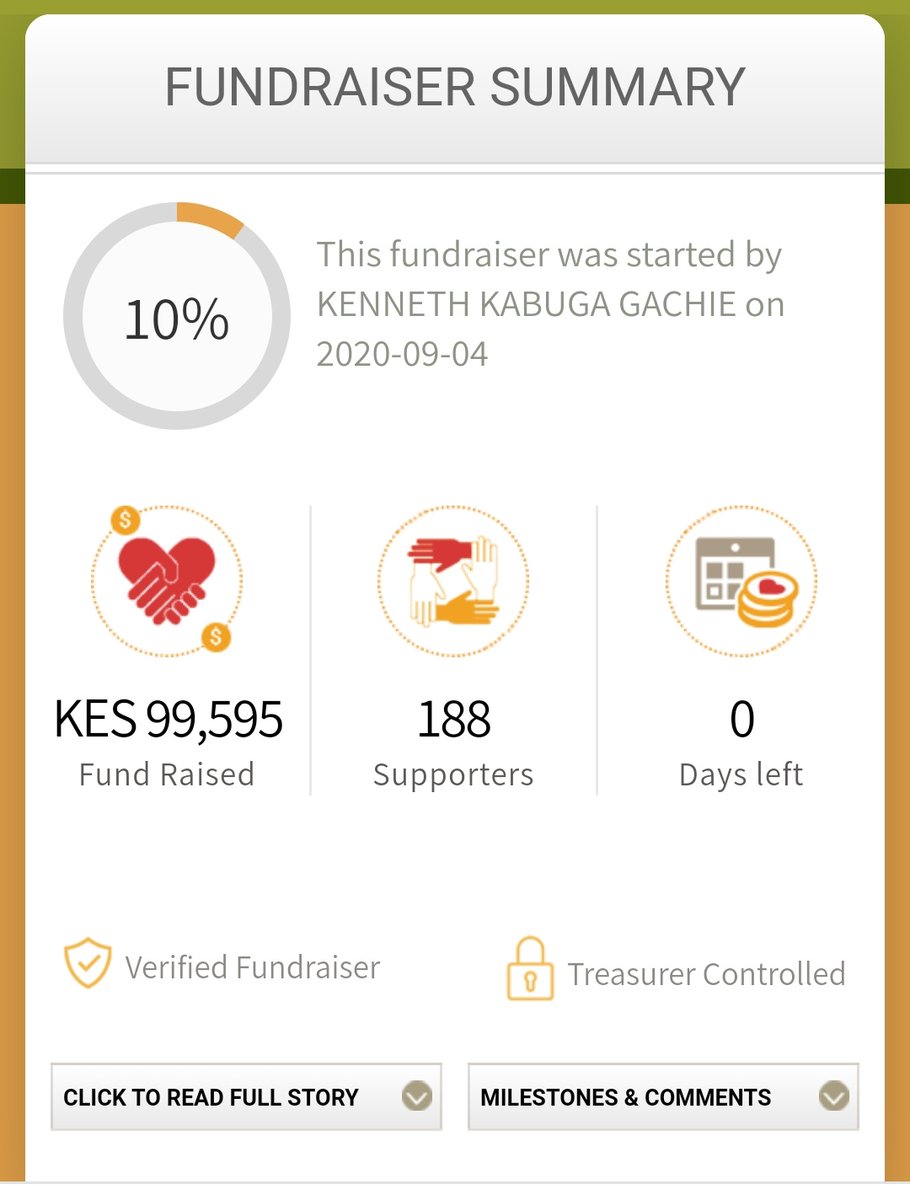On that Shirleen Mukami story.
This isn't the first con ran by Kenneth Kabuga Gachie.
July 2020 he ran a fundraiser to under "12 Years a warrior", he got Sh. 773,315.
September 2020 he run another under "Stroke of life", he got 99,595.
This year under Shirleen, he got 848,745.