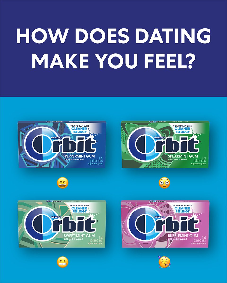 OrbitGum's tweet photo. However dating makes you feelโฆ donโt forget Orbit Gum for a boost of confidence when you need it most! #GetYourDingBack https://t.co/MuSzNOUclh
