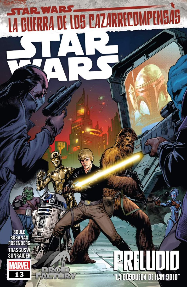 Droid_Factory_'s tweet photo. STAR WARS (2020) #13
LA GUERRA DE LOS CAZARRECOMPENSAS, PRELUDIO: LA BÚSQUEDA DE HAN SOLO

El aspirante a Jedi Luke Skywalker viaja con Chewbacca y C-3PO de vuelta a la luna Nar Shaddaa, donde, según los rumores, Boba Fett tiene prisionero a Han Solo....

https://t.co/HvLLX75whm https://t.co/Mjq3DilriI