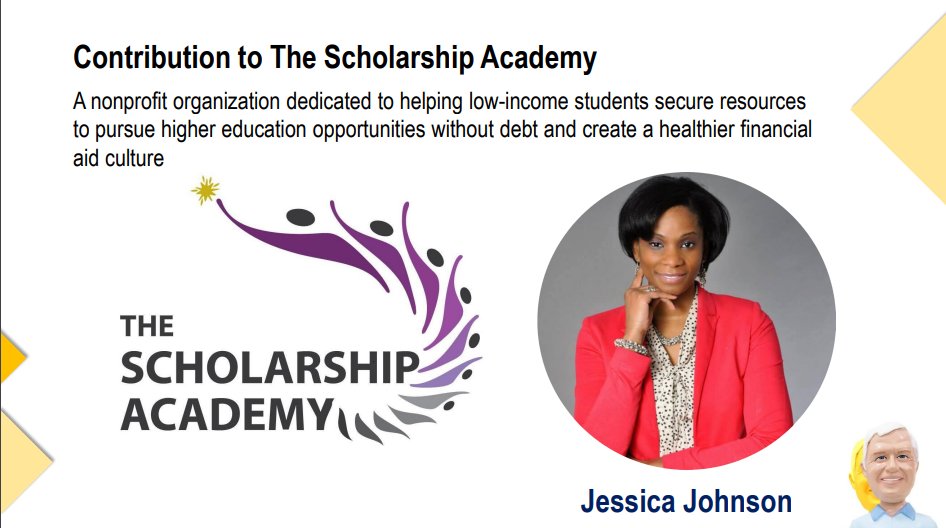 Thank you for supporting our contribution to <a href="/scholarshipacad/">The Scholarship Academy</a>, a nonprofit organization dedicated to helping low-income students secure resource to pursue higher education opportunities without debt and create a healthier financial aid culture. Lean more: scholarshipacademy.org