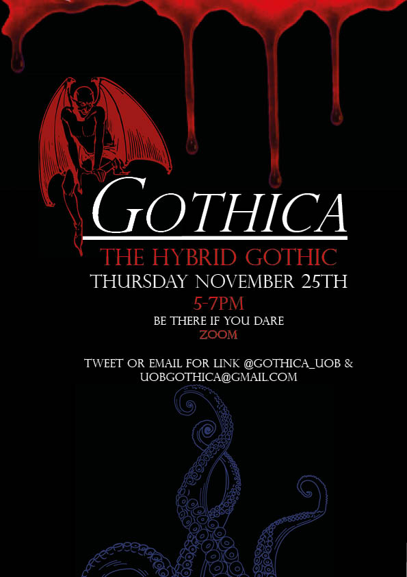 GOTHICA ๐ฆ (gothicauob.bsky.social) (@gothica_uob) on Twitter photo Attention Gothic Ghouls! ๐ข
We bring your our latest session on 'The Hybrid Gothic' next Thursday 5-7pm with Guest Speaker @BGavurin ๐พ it's an exciting one ! 
Be there if you dare ๐ Attention Gothic Ghouls! ๐ข
We bring your our latest session on 'The Hybrid Gothic' next Thursday 5-7pm with Guest Speaker @BGavurin ๐พ it's an exciting one ! 
Be there if you dare ๐