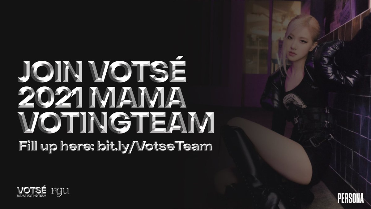 ROSEANNE_DAYS's tweet photo. [📣] If you want to do more for ROSÉ and help her secure a spot in the top 10 make sure to join VOTSÉ 2021 MAMA Voting Team! You can register here : 

🔗https://t.co/Fz3fSFSQBt 

#BLACKPINL #블랙핑크 #ROSÉ #로제 @BLACKPINK https://t.co/rSR2VMUiQG