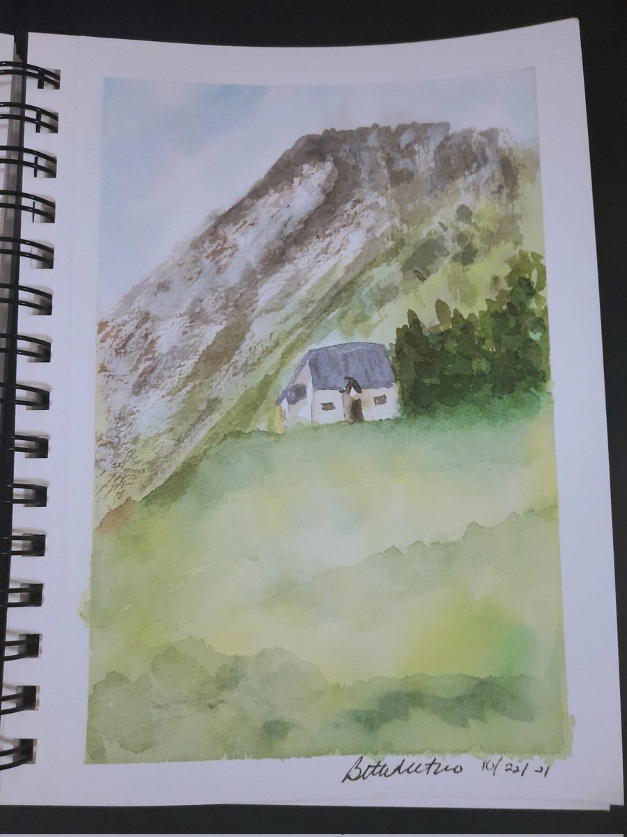 Somehow I never posted this one.  Another landscape with white structure #watercolor #landscape