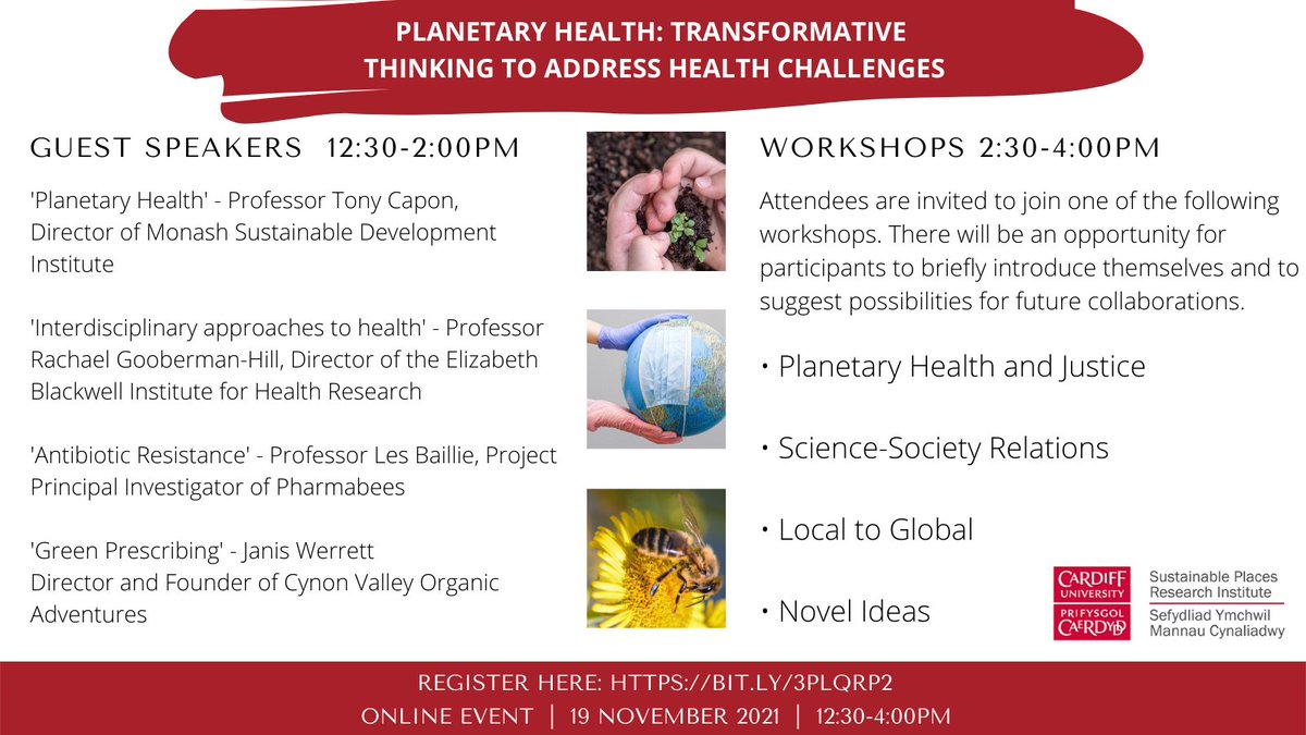 We're looking forward to welcoming everyone to our Planetary Health event this afternoon! There's still time to register your free place - visit bit.ly/3pLQRP2
