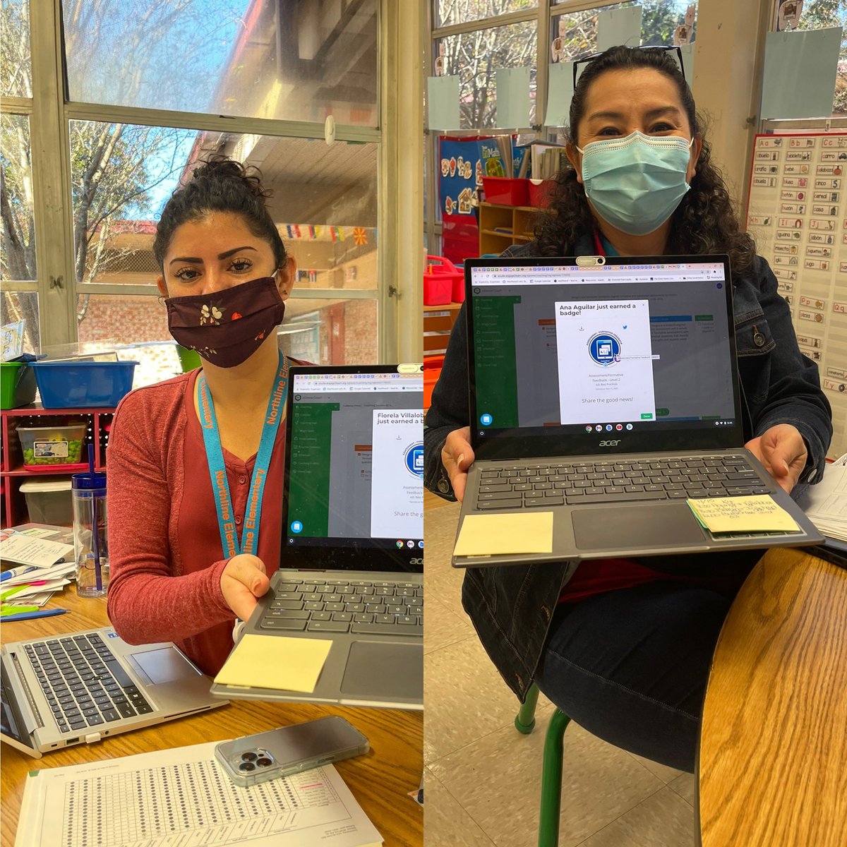 followthelita2's tweet image. Three Cheers for Ms. Villalobos and Ms. Aguilar for earning Assessment and Formative Feedback badges today!! These Amazing teachers created data walls where kindergartners set individual learning goals! @Team_Northline  @HoustonISD @engage_learning  #waytogrow