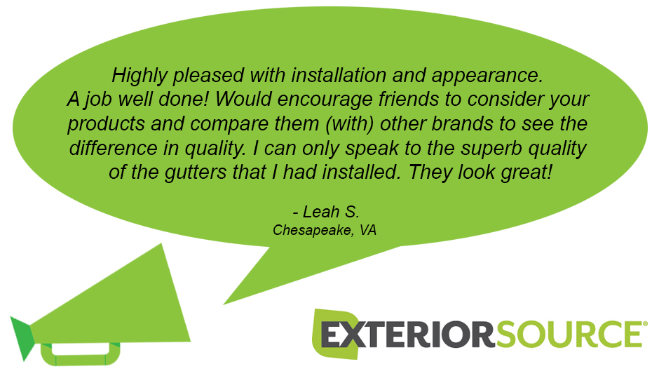 ExteriorSource's tweet photo. A big Thanks 👏👏 to Leah for the nice comments about the quality of her new @LeafGuardGutter!🏘️
#customerfeedback #customercomments #surveys #testimonials #customersurveys https://t.co/RJGbaLDZlq