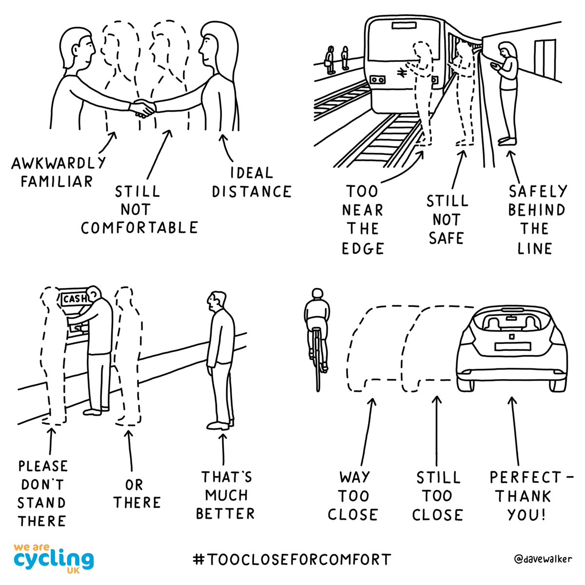 WeAreCyclingUK's tweet photo. We should all be used to keeping a distance by now.
Today is the start of #RoadSafetyWeek, organised by @Brakecharity. If you're out driving over the next few days, please remember to leave at least a car's width when overtaking.
Don't pass #TooCloseForComfort. https://t.co/5Yn1MFzNIB