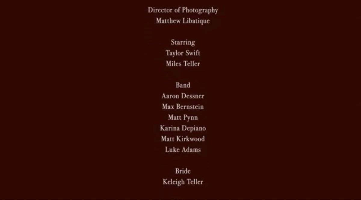 SwiftNYC's tweet image. Miles Teller’s actual wife, Keleigh Teller, starred as the bride (who wore the red All Too Well scarf)! #IBetYouThinkAboutMe