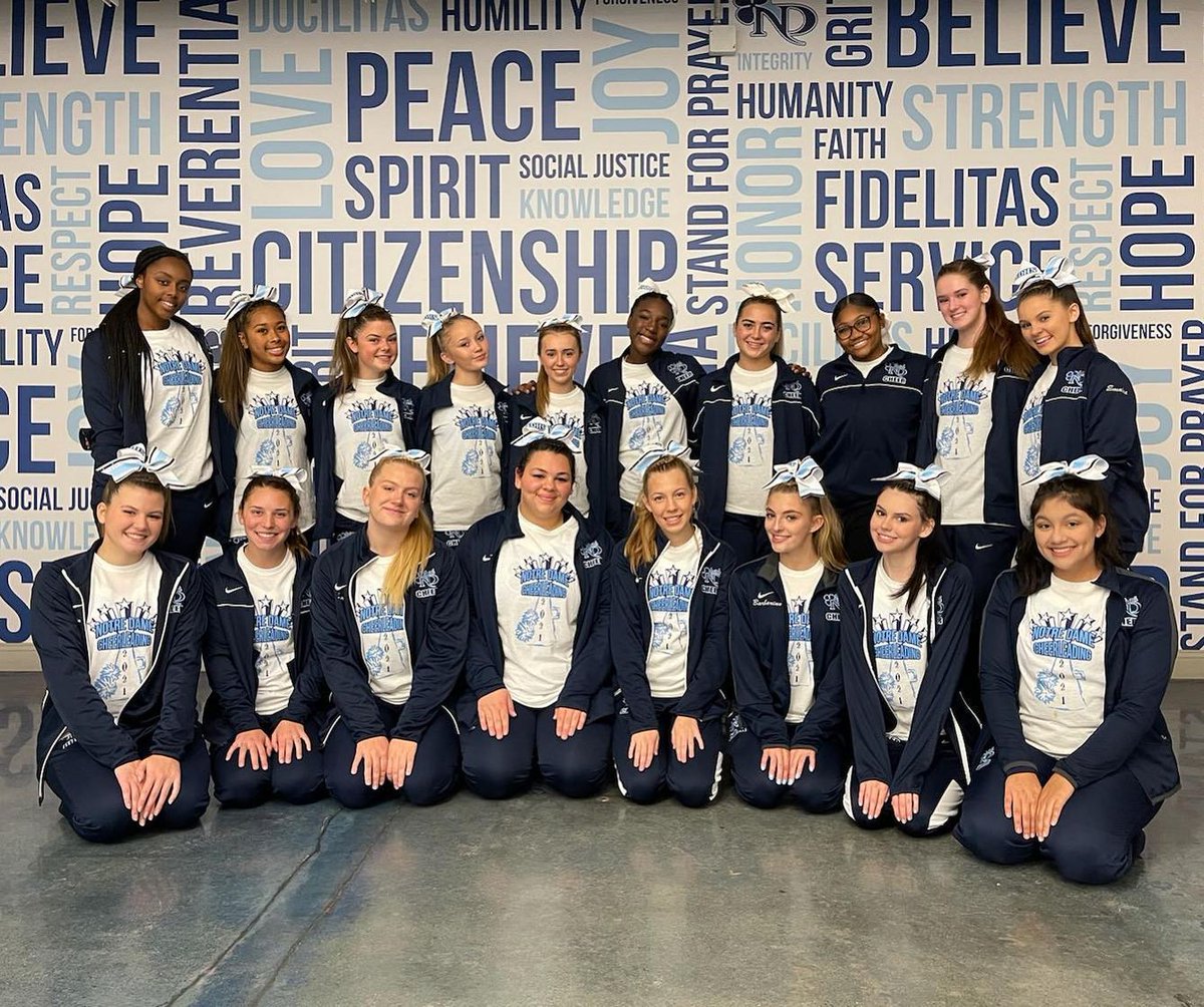 Notre_Dame_HS's tweet photo. Congratulations to our varsity cheer competition team for winning 1st place in the traditional tumbling division!☘️💙
•
#IrishProud #IrishStrong #ChooseIrish #StronginSpirit https://t.co/XrhZDoHGDG
